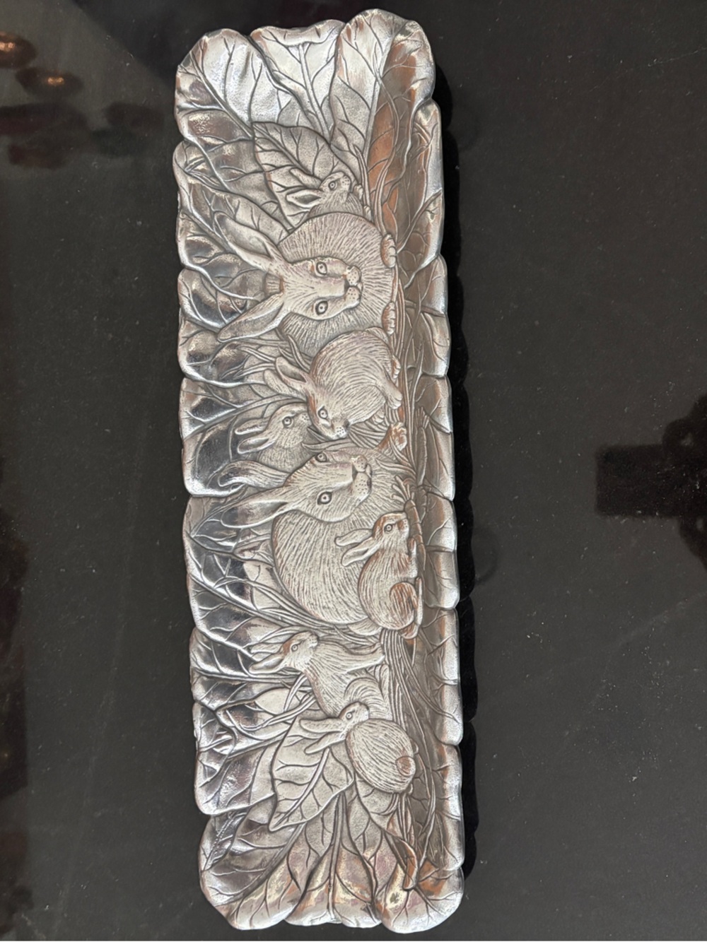 Arthur Court Decorative Silver Tone Rabbit Motif Dish